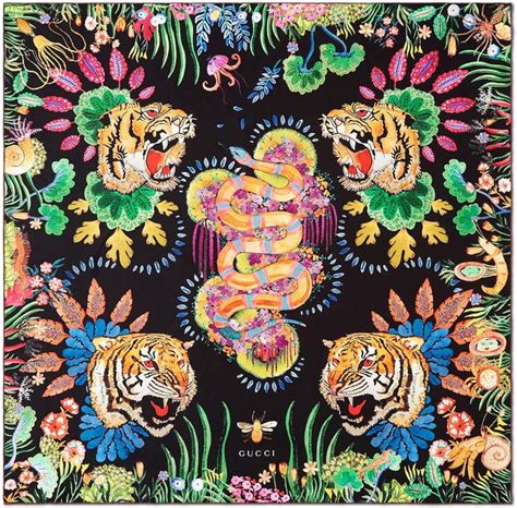 gucci tiger cards scarf|Gucci scarf unisex.